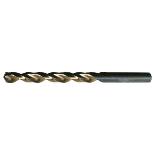 11.20mm RHS / RHC HSS 135 Degree Split Point Heavy Duty Parabolic Jobber Length Drill - Black & Gold - Exact Industrial Supply