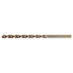 #1 RHS / RHC HSS-CO 8% (M42) 135 Degree Split Point Q-Cobalt Wide Land Parabolic Taper Length Drill - Straw / Gold Oxide - Industrial Tool & Supply