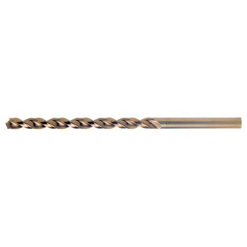 #7 RHS / RHC HSS-CO 8% (M42) 135 Degree Split Point Q-Cobalt Wide Land Parabolic Taper Length Drill - Straw / Gold Oxide - Exact Industrial Supply