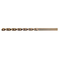 #7 RHS / RHC HSS-CO 8% (M42) 135 Degree Split Point Q-Cobalt Wide Land Parabolic Taper Length Drill - Straw / Gold Oxide - Exact Industrial Supply
