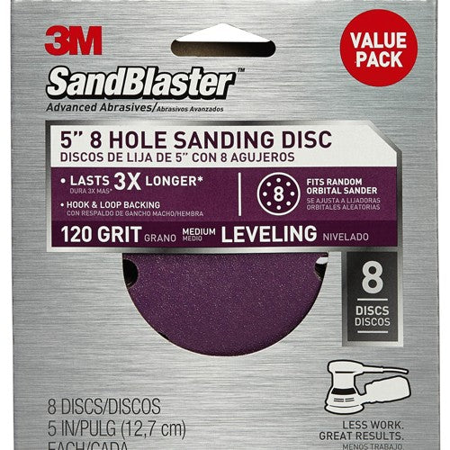 3M SandBlaster Sanding Discs 99623SB-ES 5″ × 8Hole 120 grit - Industrial Tool & Supply