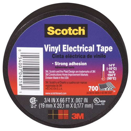 ‎24413-BA-6 Scotch(R) 700 Vinyl Electrical T(19 mm × 20,1 m × 0,18 m Alt Mfg # 21143 - Industrial Tool & Supply