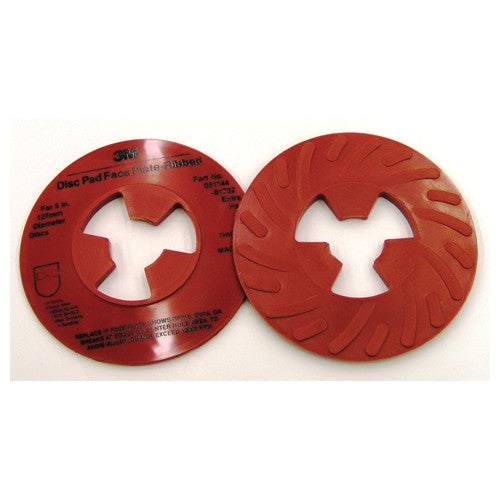 3M Disc Pad Face Plate Ribbed 81732L Extra Hard 5″ Red - Industrial Tool & Supply