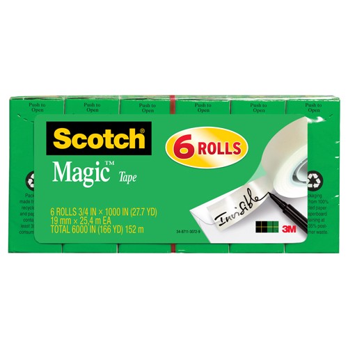 Scotch Magic Tape 810K6 6 rolls of 3/4″ × 1000″ - Industrial Tool & Supply