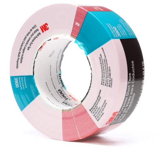 3M Multi-Purpose Duct Tape 3900 Red 48 mm × 54.8 m 8.1 mil Individually Wrapped Conveniently Packaged - Industrial Tool & Supply