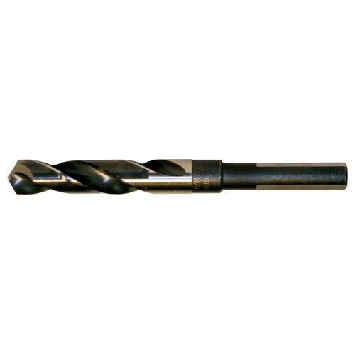53/64 RHS / RHC HSS 118 Degree Split Point Silver & Deming Reduced Shank Drill - Black & Gold - Exact Industrial Supply