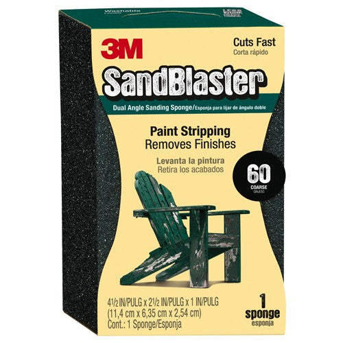 3M SandBlaster EDGE DETAILING Sanding Sponge 9558 60 grit 4 1/2″ × 2 1/2 × 1″ - Industrial Tool & Supply