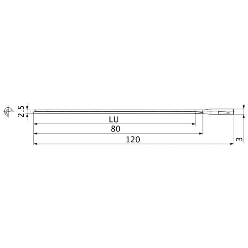 MGS0250L080B HTi10 2.5 mm Dia. × 3 mm Shank × 80 mm Flute Length × 120 mm OAL, 0°, 1 Flute, Coolant Thru, Solid Carbide Drill