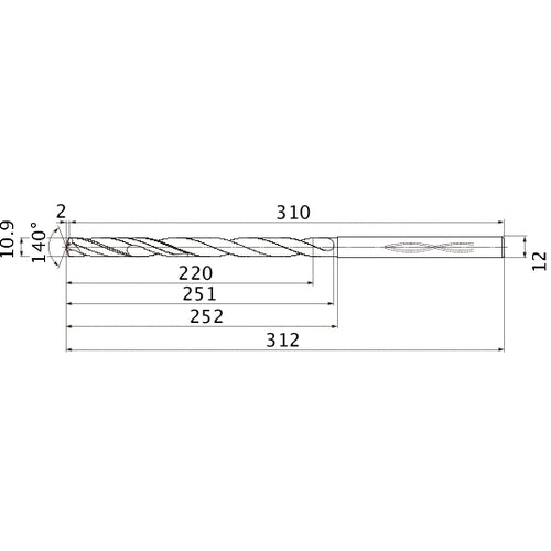 MHS1090L250B CARB DRILL