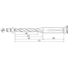 MMS0357X5D060 DP7020 0.1406″ Dia. × 0.236″ Shank × 1.209″ Flute Length × 3.098″ OAL, 140°, 2 Flute, Coolant Thru, Solid Carbide Drill