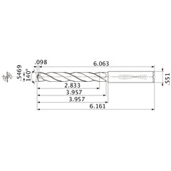 MMS1389X5D140 DP7020 0.5469″ Dia. × 0.551″ Shank × 3.957″ Flute Length × 6.161″ OAL, 140°, 2 Flute, Coolant Thru, Solid Carbide Drill