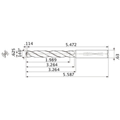 MMS1588X3D160 DP7020 5/8″ Dia. × 0.63″ Shank × 3.264″ Flute Length × 5.587″ OAL, 140°, 2 Flute, Coolant Thru, Solid Carbide Drill