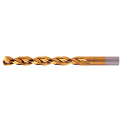15/32 RHS / RHC HSS-CO 8% (M42) 135 Degree Split Point Q-Cobalt Wide Land Parabolic Jobber Drill - TiN - Exact Industrial Supply