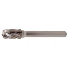 SC-5 Aluminum Cut Solid Carbide Bur-Cylindrical with Ball Nose - Industrial Tool & Supply
