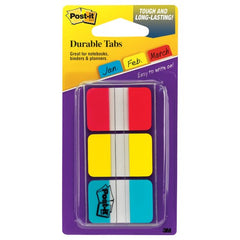 Post-it Durable Tabs 686-RYB 1″ × 1.5″ Red Canary Yellow Blue - Exact Industrial Supply