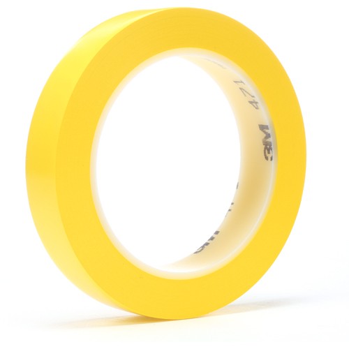 3M Vinyl Tape 471 Yellow 3/4″ × 36 yd 5.2 mil - Industrial Tool & Supply