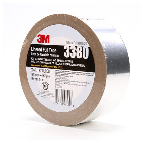 3M Aluminum Foil Tape 3380 Silver 48 mm × 45 m 3.25 mil - Industrial Tool & Supply