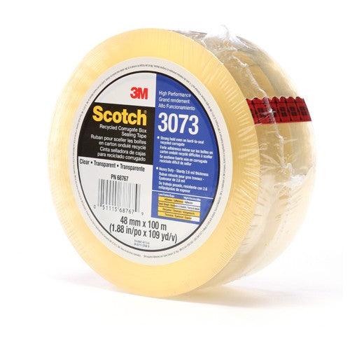 Scotch Recycled Corrugate Box Sealing Tape 3073 Clear 48 mm × 100 m - Industrial Tool & Supply