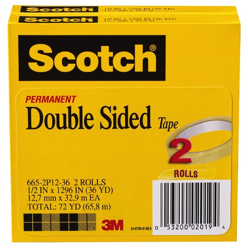 ‎Scotch Double Sided Tape 665-2P12-36 1/2″ × 1296″ 2 pk - Industrial Tool & Supply