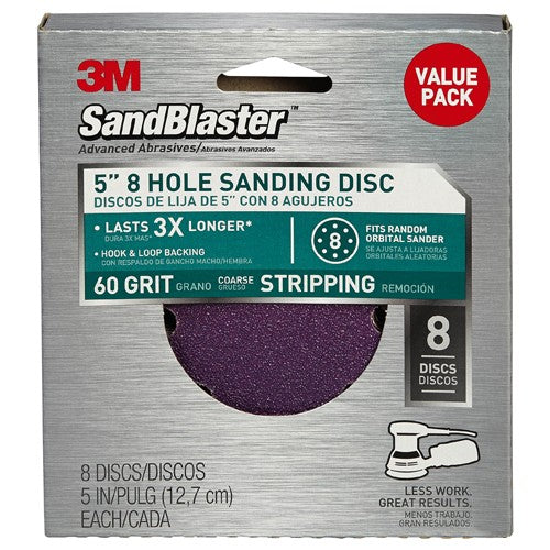 3M SandBlaster Sanding Discs 99621SB-ES 5″ × 8Hole 60 grit - Industrial Tool & Supply