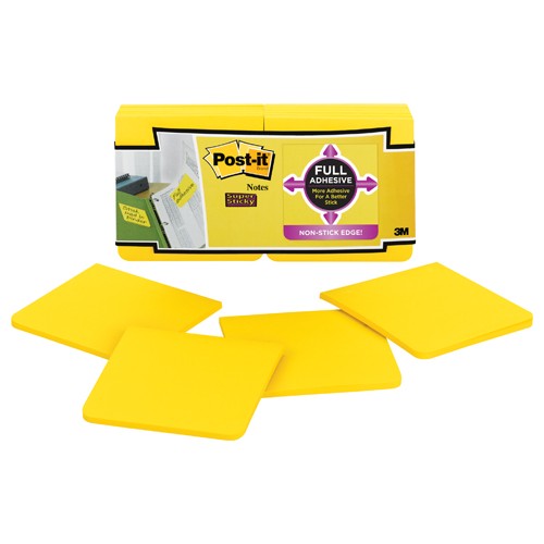 ‎Post-it Super Sticky Full Stick Notes F330-12SSY 3″ × 3″ (76 mm × 76 mm) 3M Yellow - Exact Industrial Supply