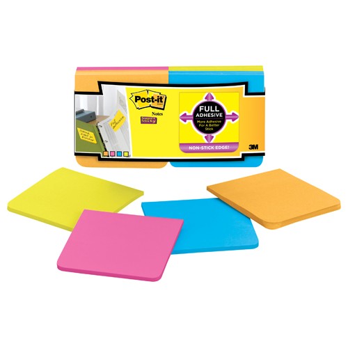 3 in × 3 in (76 mm × 76 mm) Assort Post-it(R) Super Sticky Full Adh Alt Mfg # 34038 - Exact Industrial Supply