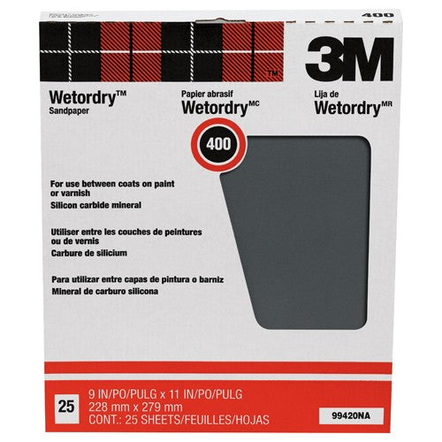 3M Wetordry Sanding Sheets 99420NA 9″ × 11″ 400 grit - Industrial Tool & Supply