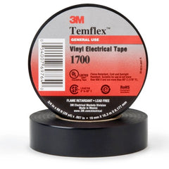 ‎3M Temflex Vinyl Electrical Tape 1700 3/4″ × 36 yd 1-1/2″ Core Black - Industrial Tool & Supply