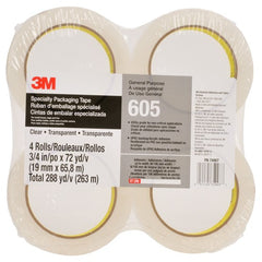 Scotch Light Duty Packaging Tape 605 Clear Cold Temperature 3/4″ × 72 yd - Industrial Tool & Supply