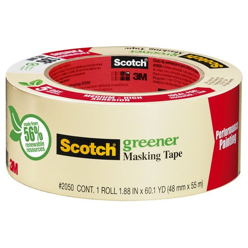 ‎Scotch Greener Masking Tape for Performance Painting 2050-72A 2.82″ × 60.1 yd (72 mm × 55 m) - Industrial Tool & Supply