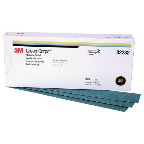 3M Green Corps Stikit Production Sheet 02232 2 3/4″ × 16 1/2″ 36 grade - Industrial Tool & Supply