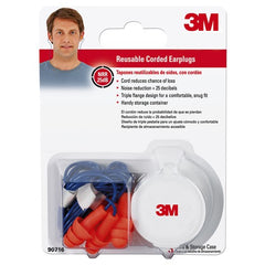 3M Corded Reusable Earplugs 90716H3-DC 3 pairs with case per pack 10 packs/case - Industrial Tool & Supply