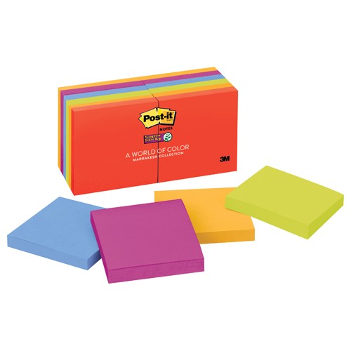 ‎Post-it Super Sticky Notes 654-12SSAN 3″ × 3″ (76 mm × 76 mm) Marrakesh Collection - Exact Industrial Supply