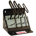 10 Piece - 3/32 - 3/8" T-Handle Style - 9'' Arm- Hex Key Set with Plain Grip in Stand - Industrial Tool & Supply