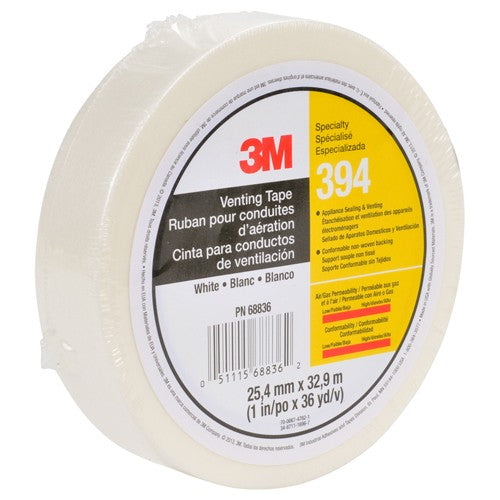 3M Vent Tape 394 White 1″ × 36 yd 4 mil Individually Wrapped Conveniently Packaged - Industrial Tool & Supply