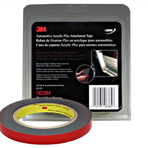 3M Automotive Acrylic Plus Attachment Tape 06384 Black 1.12 mm 1/2″ × 5 yd - Industrial Tool & Supply