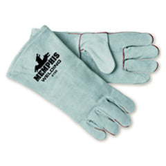 Welding Gloves - Gray Economy Shoulder Grade - Cotton Lined - Wing Thumb - Size Large - Industrial Tool & Supply