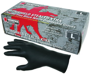 NitriSheild Stealth- 6 Mil Black Nitrile, PF Disposable Gloves - Size L - Industrial Tool & Supply