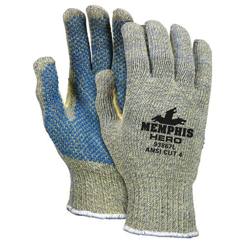 MCR Safety Cut Pro Hero Gloves - 7 Gauge Kevlar / Stainless Steel / Nylon - PVC Dots Palm Side - Size X-Large - Industrial Tool & Supply