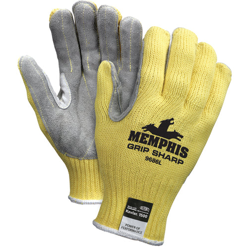 MCR Safety Cut Pro Gloves - 7 Gauge Kevlar Shell - Leather Palm - Size Large - Industrial Tool & Supply