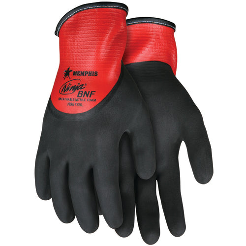 Ninja BNF Gloves with NFT Coating - 18 Gauge Nylon/Spandex - Full Nitrile Dip - Second Coating BNF - Size Large - Industrial Tool & Supply