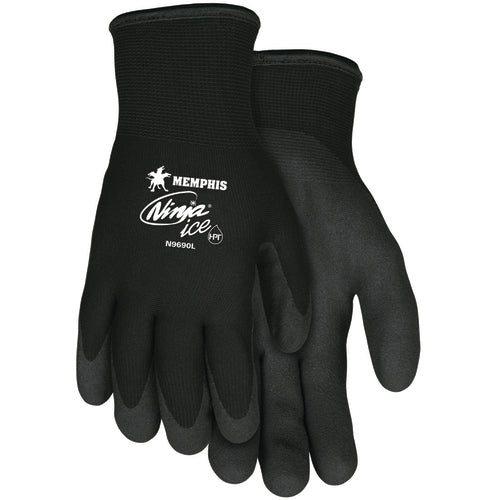Ninja Ice Gloves - 15 Gauge Black Nylon - Acrylic Terry Inner -HPT Palm and Fingertips - Size X-Large - Industrial Tool & Supply