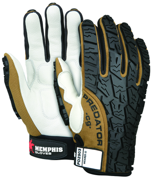 Predator Foam Padded Cow Grain Leather Palm, Tire Tread TPR Coating Gloves - Size X-Large - Industrial Tool & Supply