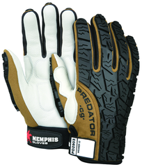 Predator Foam Padded Cow Grain Leather Palm, Tire Tread TPR Coating Gloves - Size Large - Industrial Tool & Supply