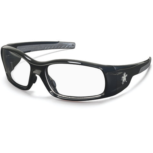 Safety Glasses - Polished Black Frame-Clear Lens - SR1 Style - Industrial Tool & Supply