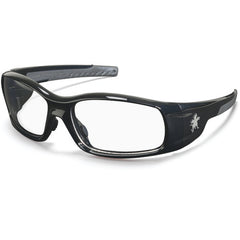 Safety Glasses - Polished Black Frame-Clear Lens - SR1 Style - Industrial Tool & Supply