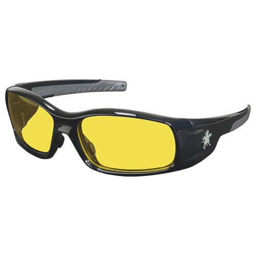 Safety Glasses - Black Frame-Amber Lens - SR1 Style - Industrial Tool & Supply