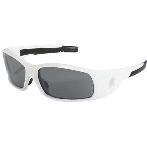 Safety Glasses - White Frame-Gray Lens - SR1 Style - Industrial Tool & Supply