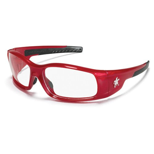 Safety Glasses - Clear Lens - Red Frame SR1 Style - Industrial Tool & Supply