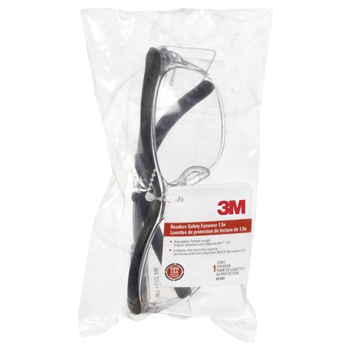 3M Readers Safety Glasses 91191H1-C +1.5 Blk Frm Clr Lens - Industrial Tool & Supply